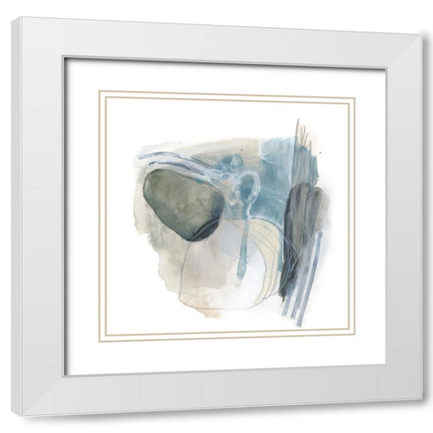 Stone Elilpses IV White Modern Wood Framed Art Print with Double Matting by Vess, June Erica
