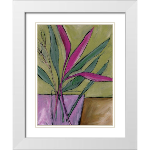 Fuchsia Stems I White Modern Wood Framed Art Print with Double Matting by Moore, Regina