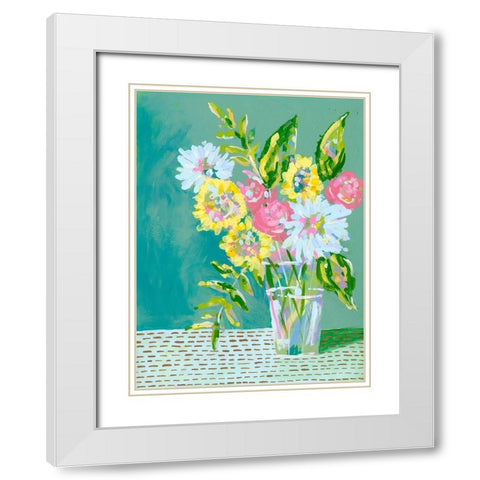 Pastel Blossoms I White Modern Wood Framed Art Print with Double Matting by Moore, Regina