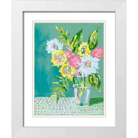 Pastel Blossoms I White Modern Wood Framed Art Print with Double Matting by Moore, Regina
