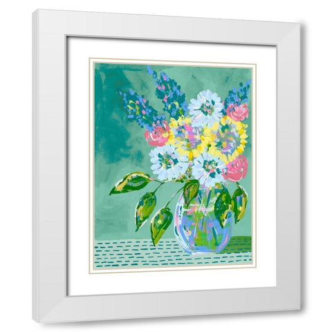 Pastel Blossoms II White Modern Wood Framed Art Print with Double Matting by Moore, Regina