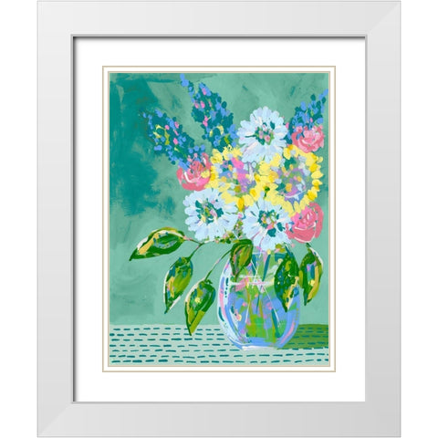 Pastel Blossoms II White Modern Wood Framed Art Print with Double Matting by Moore, Regina