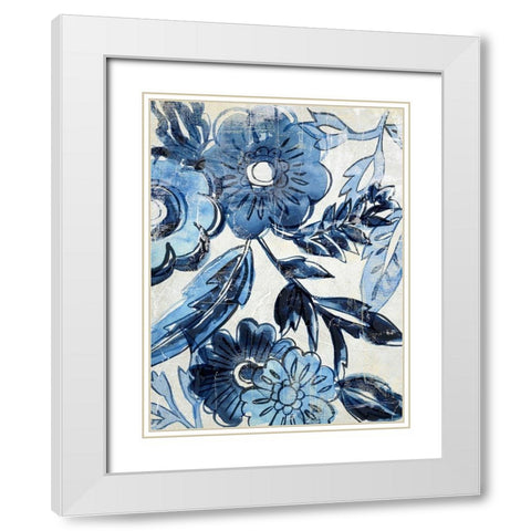 Indigo Porcelain I White Modern Wood Framed Art Print with Double Matting by Zarris, Chariklia