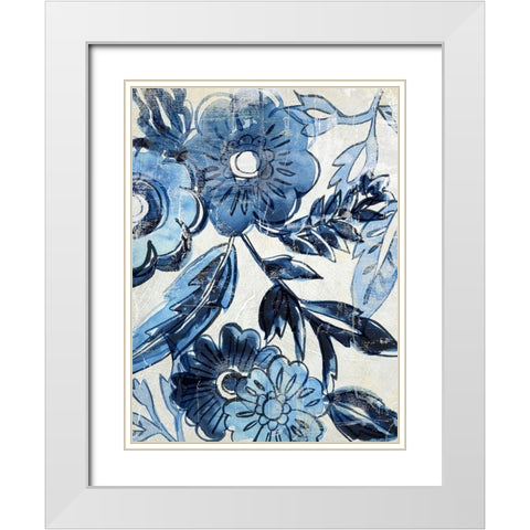 Indigo Porcelain I White Modern Wood Framed Art Print with Double Matting by Zarris, Chariklia