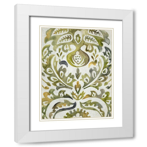 Verdant Damask I White Modern Wood Framed Art Print with Double Matting by Zarris, Chariklia