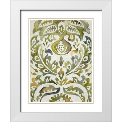 Verdant Damask I White Modern Wood Framed Art Print with Double Matting by Zarris, Chariklia