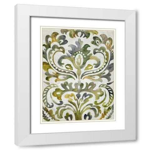 Verdant Damask II White Modern Wood Framed Art Print with Double Matting by Zarris, Chariklia