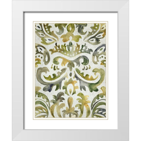 Verdant Damask III White Modern Wood Framed Art Print with Double Matting by Zarris, Chariklia