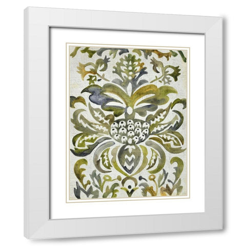 Verdant Damask IV White Modern Wood Framed Art Print with Double Matting by Zarris, Chariklia