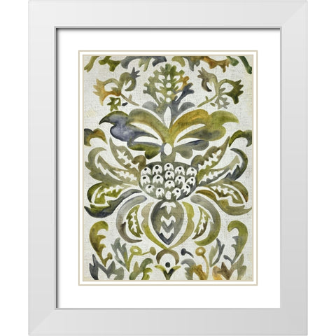 Verdant Damask IV White Modern Wood Framed Art Print with Double Matting by Zarris, Chariklia