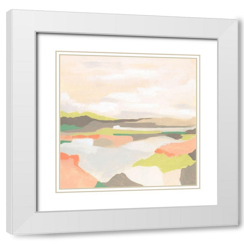 Valley Song II White Modern Wood Framed Art Print with Double Matting by Vess, June Erica