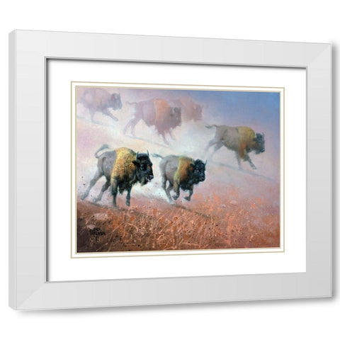Plains Thunder White Modern Wood Framed Art Print with Double Matting by Sorenson, Jack