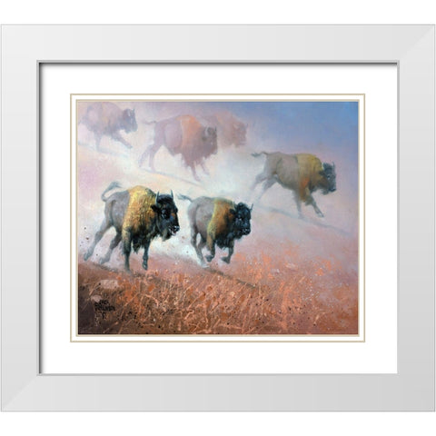 Plains Thunder White Modern Wood Framed Art Print with Double Matting by Sorenson, Jack