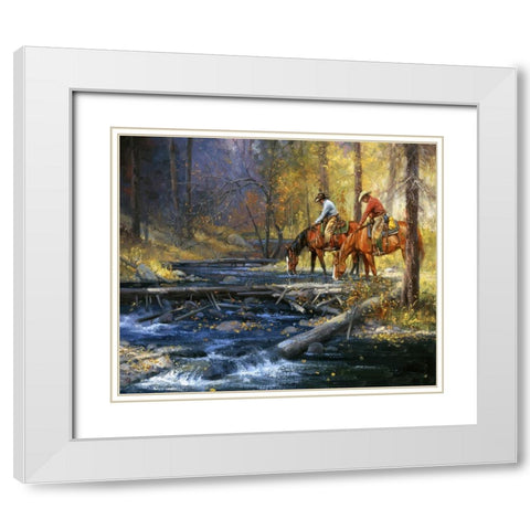 Cold Water and Falling Leaves White Modern Wood Framed Art Print with Double Matting by Sorenson, Jack