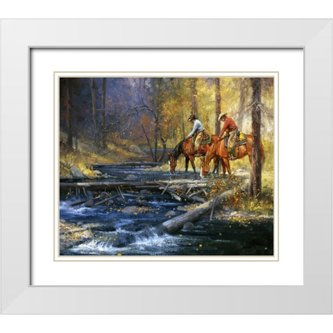 Cold Water and Falling Leaves White Modern Wood Framed Art Print with Double Matting by Sorenson, Jack