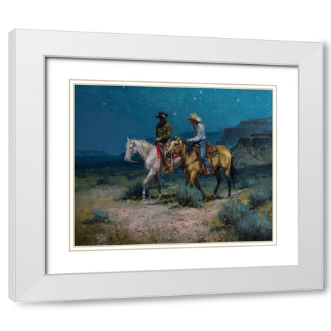 Night Riders White Modern Wood Framed Art Print with Double Matting by Sorenson, Jack