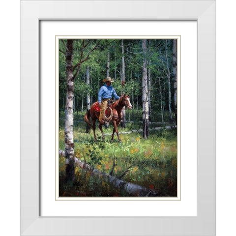 Through the Aspen White Modern Wood Framed Art Print with Double Matting by Sorenson, Jack