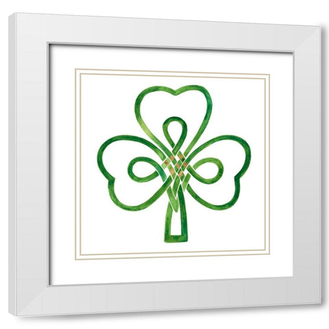 Gilded Shamrock I White Modern Wood Framed Art Print with Double Matting by Borges, Victoria