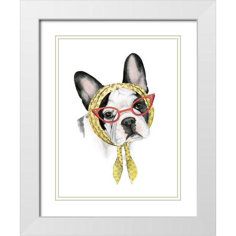 Vogue Dog II White Modern Wood Framed Art Print with Double Matting by Popp, Grace