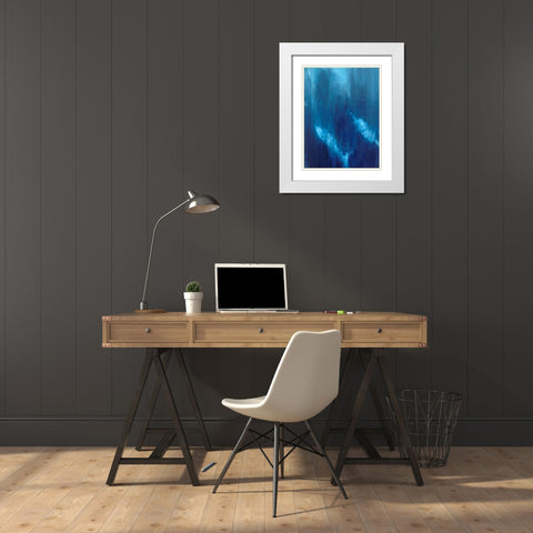 Azul Profundo Triptych I White Modern Wood Framed Art Print with Double Matting by Wilkins, Suzanne