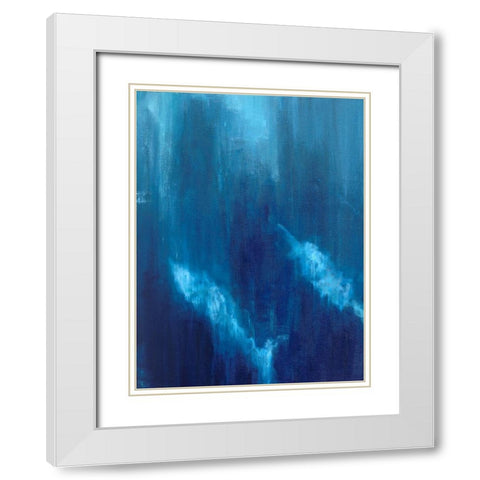 Azul Profundo Triptych I White Modern Wood Framed Art Print with Double Matting by Wilkins, Suzanne