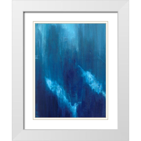 Azul Profundo Triptych I White Modern Wood Framed Art Print with Double Matting by Wilkins, Suzanne