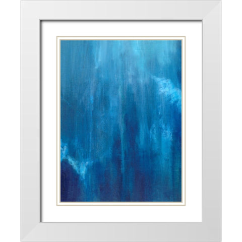 Azul Profundo Triptych II White Modern Wood Framed Art Print with Double Matting by Wilkins, Suzanne