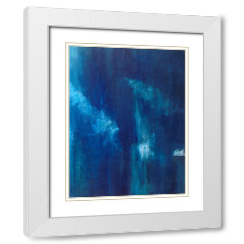Azul Profundo Triptych III White Modern Wood Framed Art Print with Double Matting by Wilkins, Suzanne