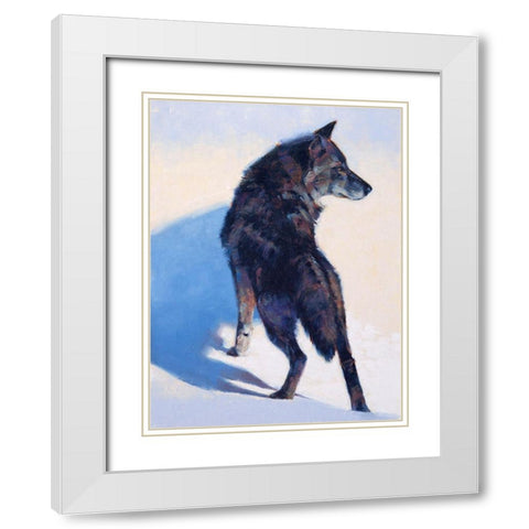 Wolf Study I White Modern Wood Framed Art Print with Double Matting by Chapman, Julie T.