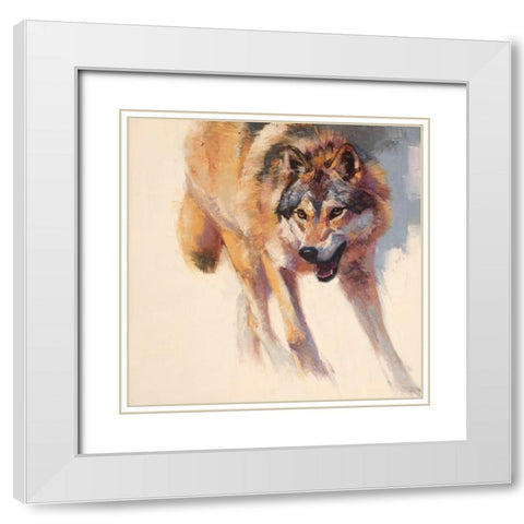 Wolf Study IV White Modern Wood Framed Art Print with Double Matting by Chapman, Julie T.