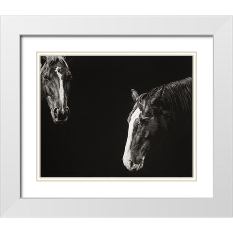 Cowboy Scratchboard III White Modern Wood Framed Art Print with Double Matting by Chapman, Julie T.