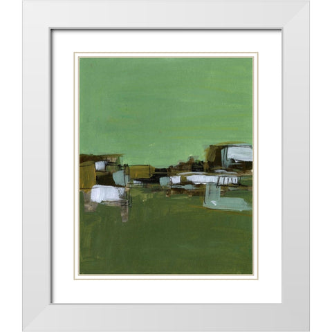 Abstract Village I White Modern Wood Framed Art Print with Double Matting by Wang, Melissa