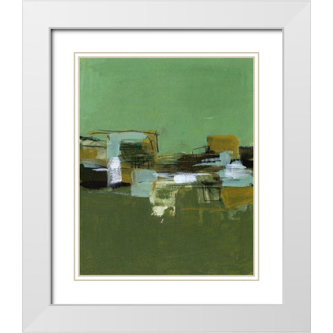 Abstract Village II White Modern Wood Framed Art Print with Double Matting by Wang, Melissa