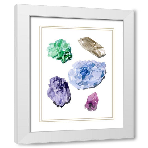 Geometric Crystal I White Modern Wood Framed Art Print with Double Matting by Wang, Melissa