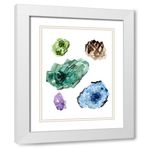 Geometric Crystal II White Modern Wood Framed Art Print with Double Matting by Wang, Melissa