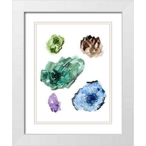 Geometric Crystal II White Modern Wood Framed Art Print with Double Matting by Wang, Melissa