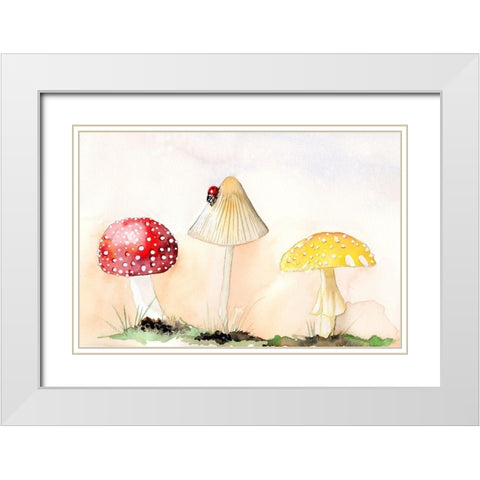 Faerie Mushrooms I White Modern Wood Framed Art Print with Double Matting by Ludwig, Alicia
