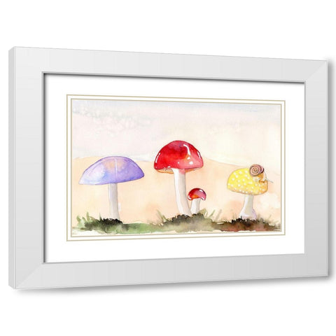 Faerie Mushrooms II White Modern Wood Framed Art Print with Double Matting by Ludwig, Alicia