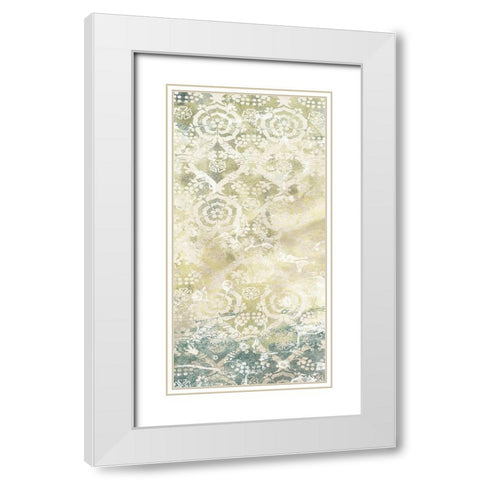 Emerald Textile III White Modern Wood Framed Art Print with Double Matting by Vess, June Erica