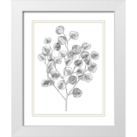 Eucalyptus Sketch I White Modern Wood Framed Art Print with Double Matting by Scarvey, Emma