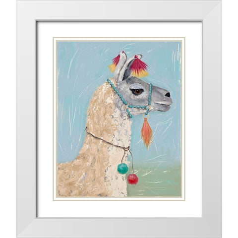 Painted Llama II White Modern Wood Framed Art Print with Double Matting by Reynolds, Jade