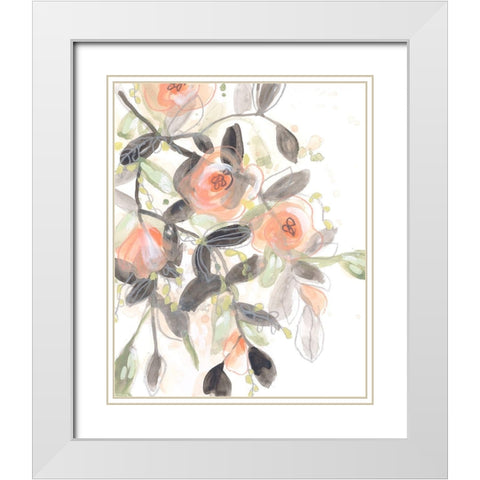 Sheer Blossoms II White Modern Wood Framed Art Print with Double Matting by Vess, June Erica