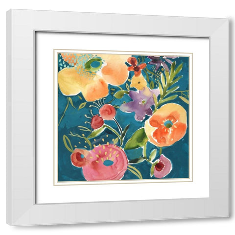 Abundant Florals I White Modern Wood Framed Art Print with Double Matting by Zarris, Chariklia