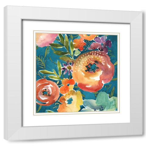 Abundant Florals II White Modern Wood Framed Art Print with Double Matting by Zarris, Chariklia