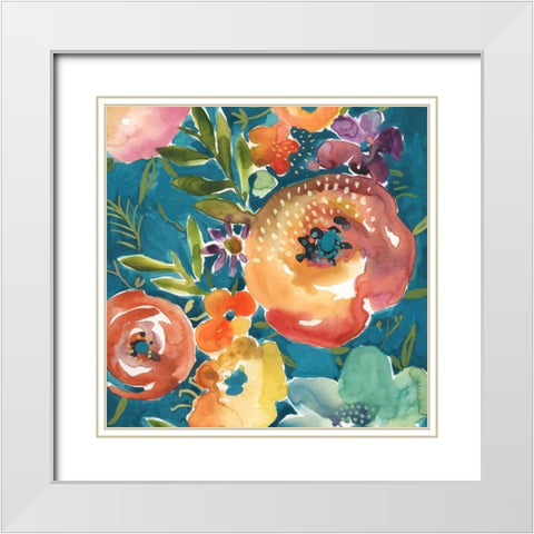 Abundant Florals II White Modern Wood Framed Art Print with Double Matting by Zarris, Chariklia