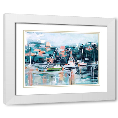 Watercolor Bay I White Modern Wood Framed Art Print with Double Matting by Scarvey, Emma