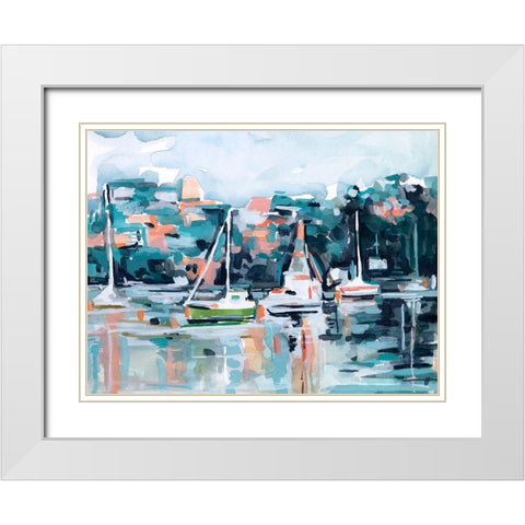 Watercolor Bay I White Modern Wood Framed Art Print with Double Matting by Scarvey, Emma