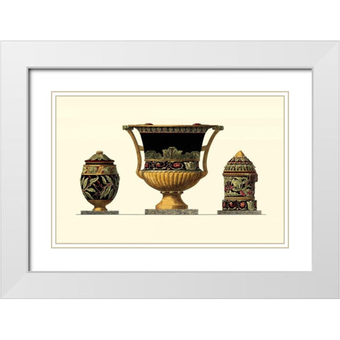 Urn Triad III White Modern Wood Framed Art Print with Double Matting by Giardini