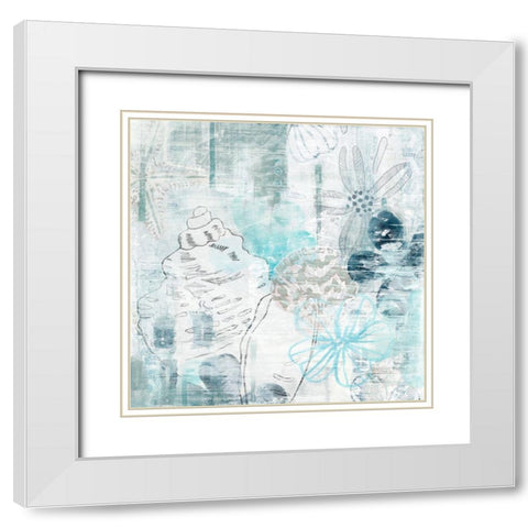 Ocean Abstraction II White Modern Wood Framed Art Print with Double Matting by Vess, June Erica