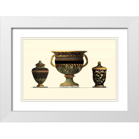 Urn Triad IV White Modern Wood Framed Art Print with Double Matting by Giardini